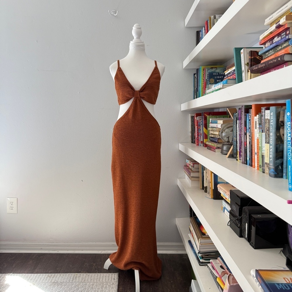 Cult Gaia Serita Brown Knit Cut outs Dress XL - Picture 5 of 16